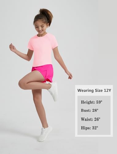 Image of EXARUS Girls Athletic Shirts Quick Dry Workout Split Back Crop Tops 6-14Y