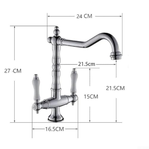 Cuivre massif d'exception pour ce robinet de lavabo rétro argenté double commande - 5