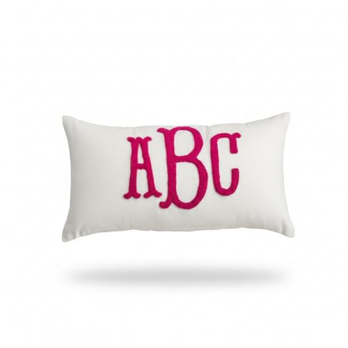 mia'spillow lab Wedding Monogram Punch Needle Embroidery Pillow, Custom Letter