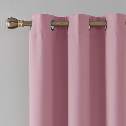 Image of 100% True Blackout Curtains 7 Feet, Set of 1 Panels | 300 GSM Heavy Room Darkening Polyester Cloth for Bedroom & Living Room | Thermal Insulated Heat & Noise Reducing (84x47 Inch, Light Pink) | 100% Room Darkening Thermal Insulated Heat & Noise Reducing Curtains 7 feet long
