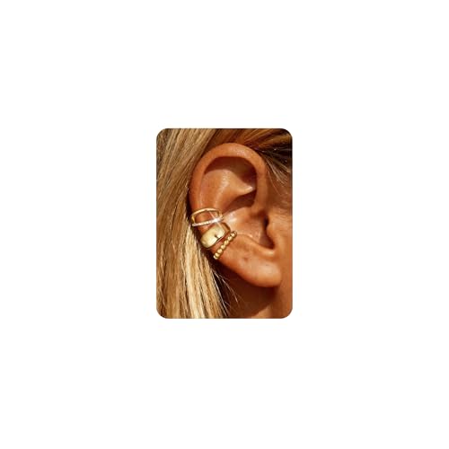 Ear Cuffs Non Piercing Hypoallergenic Gold Plated Ear Cuff Earrings for Women Trendy Clip On Cartilage Earring Set Dainty Adjustable Fake Piercings Earrings Fashion Accessories