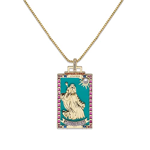 SELENICHAST Tarot Card Necklace Gold Plated Vintage Necklace...