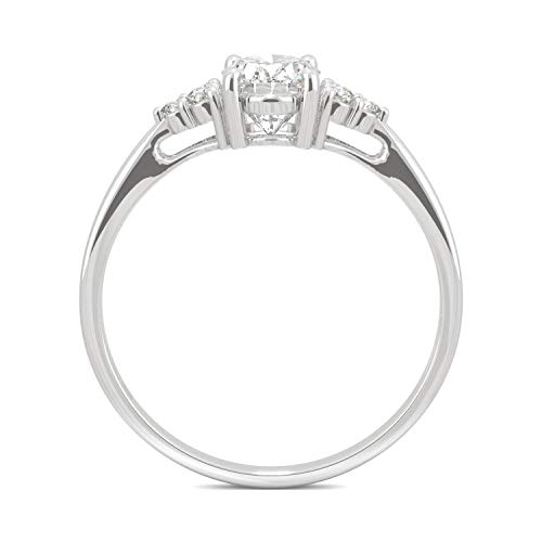 Charles & Colvard 14K White Gold Moissanite 7x5mm Oval Engagement Ring, 1.02cttw DEW3