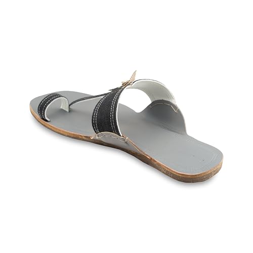 Image of KORAKARI Men Kolhapuri Chappal Handcrafted Sandal Smooth and Comfortable Flip Flops Slipper Stylish Anti Slip Design Genuine Leather Traditional Footwear.