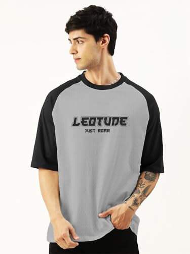 Image of LEOTUDE Men Polycotton Classy Look Regular Fit Round Neck Half Sleeve Tshirt| Colorful Oversized Fit T-Shirt for Mans