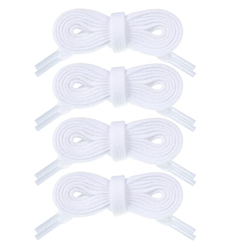 Pimoys 4 Pair Flat Shoe Laces for Sneakers, White Athletic Shoe Laces Running Shoelaces for Men...