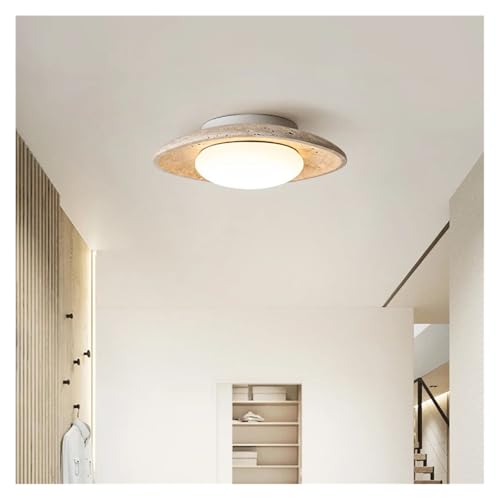 Lustre LED moderne en travertin jaune : la solution contre les salons sombres