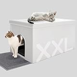 MEEXPAWS Cat Litter Box Enclosure Furniture Hidden, Cat Washroom Bench Storage Cabinet | Extra Large 35.4'' x 19.7'' x 19.7''| Dog Proof | Waterproof Inside/Easy Clean | Easy Assembly | Odor Control