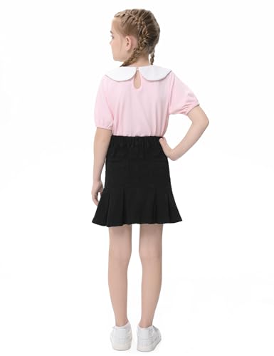 Image of 2026 Girl's Denim Skirts Elastic Waist Pleated Toddler Girls Jean Skirt Size 3-12