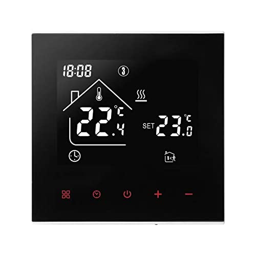 Termostato digital para habitación, pantalla LED, regulador de temperatura programable semanalmente para calefacción por suelo radiante, color negro - Calefacción de caldera 3 A