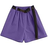 [JPAYAROGOAN] インナーパンツ ペチコート ペチパン 見せパン レディース ボトムスショートパンツ レディース 綿麻 ハーフパンツ ウエスト 可愛い ゴム 紐 普段着 ナチュラル ワイドレッグパンツ 大きい 膝上 ふんわり 夏 通気性 無地 日常 スーパールース おしゃれ ゆったり ファッション(M,パープル)