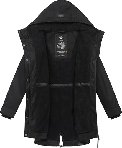 Ragwear Damen langer Mantel warme Winterjacke mit Kapuze YM-Canny Black22 Gr. M