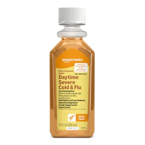 Amazon Basics Daytime Honey Flavor Severe Cold and Flu Relief, Liquid Medicine, 12 fl oz (Pack of 1) (Previously Amazon Basic Care) - image 3
