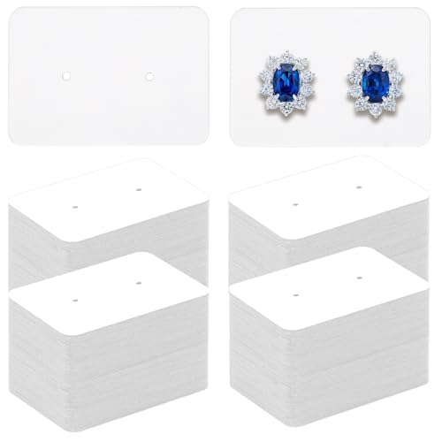 Earring Card Holder - 300 PCS Earring Display Holder Cards, 1.1"x1.6" Blank Paper Cards with 2 Holes, Earring Display Cards for Selling Earrings Necklace Jewelry DIY Crafts (White)