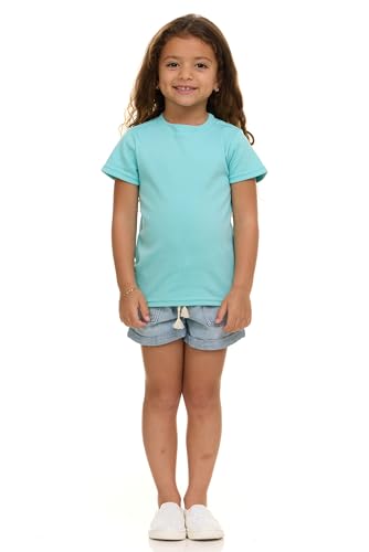 Cudlie Girls’ Short Sleeve T-Shirts, 5-Pack Solid Color Soft Cotton Tees for Infants, Toddlers and Little Girls4