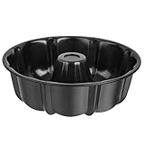 Onader 10 Inch Cake Pan Non-Stick Round Fluted Tube Pan for Baking Pound Cake 10 Cups Large Heavy Duty Carbon Steel Baking Mold Bakeware Black