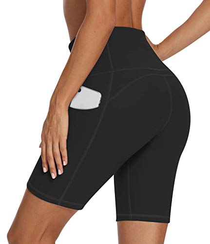 Lingswallow Biker Shorts for Women with Pockets - High Waist Yoga Workout Running Shorts 8â€/4â€ Compression Biker Shorts