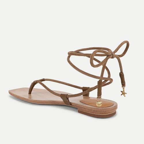 Image of Rope Flat Sandals for Women Strappy Open Toe Thong Sandals Summer Slingback Slip On Slide Sandals with Adjustable Strap