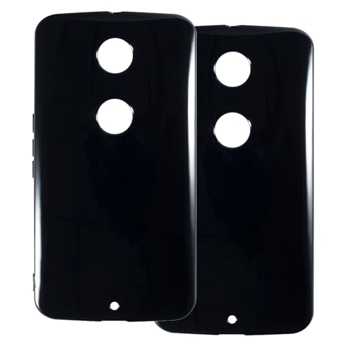 UOGNADGD 2-Pack TPU Case Compatible with Motorola Nexus 6 Phone Cover - Shockproof Flexible Protective Accessories with Precise Cutouts (Black)