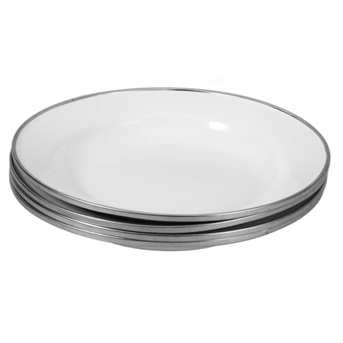 KICHOUSE 4 Piezas Platos Esmaltados Vajilla Esmaltada Platos De Aperitivo Plato De Pan Platos Llanos Esmaltados Plato De Fruta Frutero Esmaltado Plato De Frutos Secos Lámina Esmalte