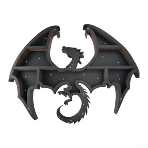 Fauhapyway Evil Dragon - Estante flotante de madera gótica para almacenamiento de cristales y exhibición de adornos, diseño único de dragón, 40 x 30 cm