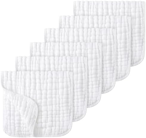 Looxii Muslin Baby Burp Cloths, Absorbent Brup Rags 6 Pack Set for Baby