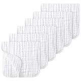 Looxii Muslin Burp Cloths Baby Girl 6 Pack - 20' x 10' - Ultra Soft & Absorbent, 6-Layer 100% Cotton for Spit Up & Drool- Gentle Baby Burping Cloth, Newborn Essentials Shower Gift Girl, White