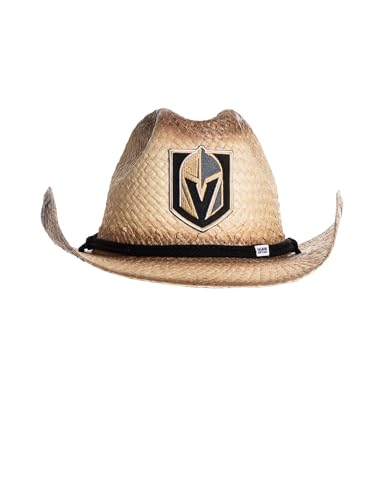 Calhoun NHL Surf & Skate Team Logo Straw Beach Cowboy Hat with Curved Brim (Vegas Golden Knights)