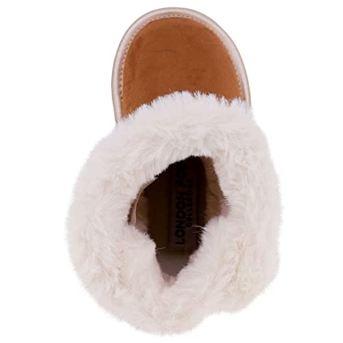 London Fog Girls Toddler Derby Street Fashion Boot Fur Lined Warm Winter Boots Chestnut 8 #TOP3