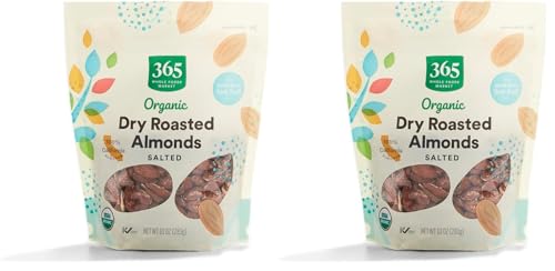 365 by Whole Foods Market, Organic Dry Roasted & Salted Almonds, 10 Ounce (Pack of 2)