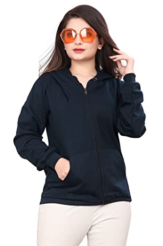 Image of More & More HOODMASTER Women's Fleece Hoodie Sweatshirt with Zip Pockets Full Sleeves Regular Fit Solid Pattern Hooded Neck and Standard Length | Comfortable Fleece Hoodie for Women