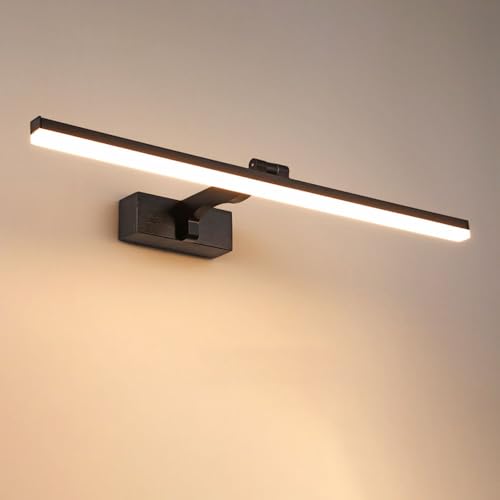 Aplique de pared lineal negro con tecnología LED para iluminación de arte y espejos