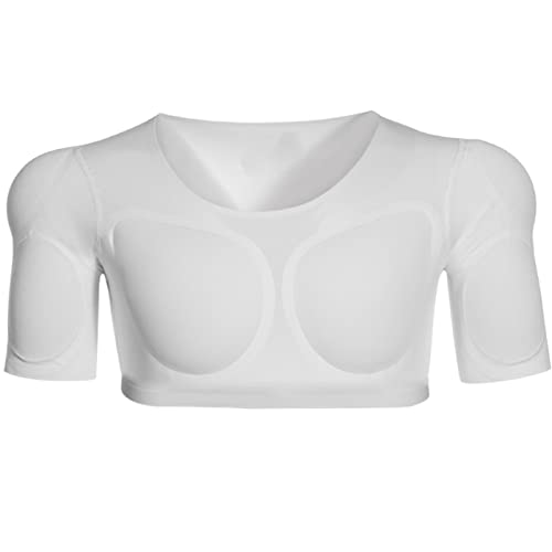 Men Fake Chest Muscle Shirt Breathable Comfort Padded Shoulder Pads Shape Undershirt