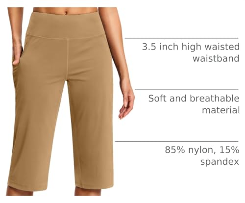 Image of ISEEGZ 15 inch / 18 inch / 21 inch / 25 inch Capri Pants for Women High Waist with Pockets Women's Capris Workout Yoga Pants Loose Straight Leg
