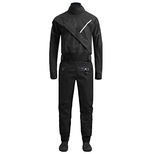 Drysuit Men's Front Zipper Sailing Standard Nylon Paddling,Kayaking Equipment Zipper,Waterproof Suit (Black, L) #TOP2