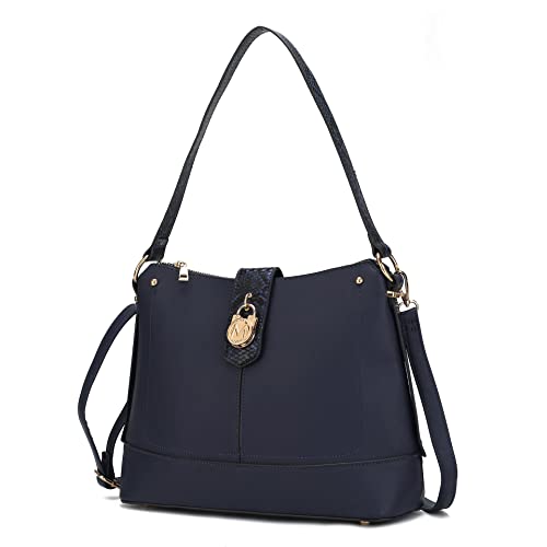 Image of MKF Collection Shoulder Bag for Women, Vegan Leather and Faux Snake Trim, Fashion Hobo Handbag Messenger Purse
