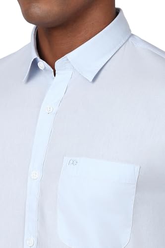 Image of Peter England Men's Solid Slim Fit Full Sleeve Casual Shirt| 100% Cotton