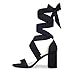 GENSHUO Women's Chunky High Heels Lace Up Strappy Block Sandals Open Toe Sexy Dress Heel Comfortable Prom Wedding Homecoming Party Graduation Shoes Black Size 7