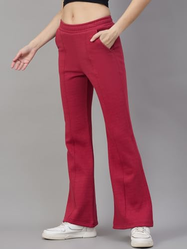 Image of 98 Degree North Women Flared Fleece Track Pants-GL1315-ALMOND