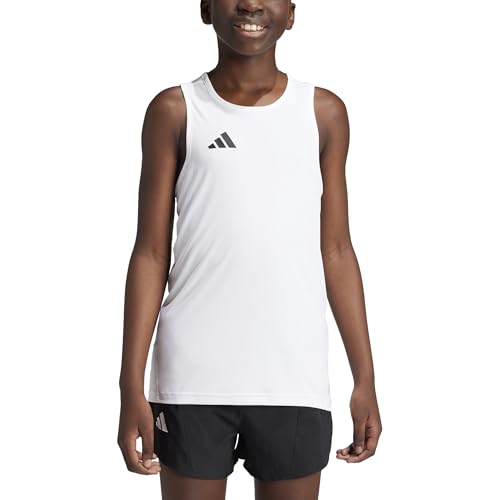 adidas Boy's Adizero Team Singlet Kids, White/Black, 11-12 Years