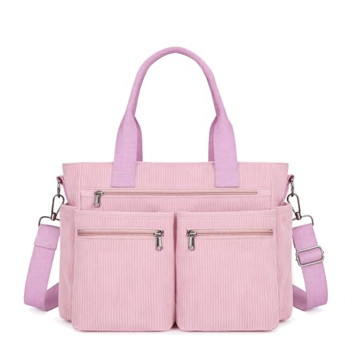 Image of KAMEILONG Womens Casual Corduroy Tote Bags with Multiple Pockets Hobo Crossbody Bag Travel Shoulder Bags Cute Purse Handbag