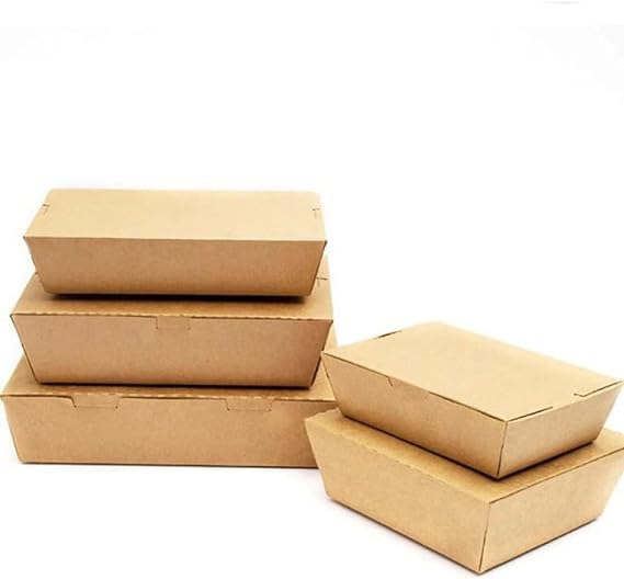 GB-Kraft Lunch Box Small Without Window, Grease-Resistant Baked Goods Gift Boxes - Built-In Lids, Kraft Paper Brownie Boxes, For Meals And Desserts - 50 Pieces.