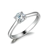 Anillos de boda, anillo solitario con moissanita, oro blanco de 18 quilates, talla 61 (19,4), regalo para mujeres para cumpleaños