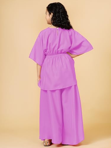 Image of A.T.U.N. (ALL THINGS UBER NICE) Girls Solid Kaftan with Flared Pant Set | Stylish Clothing Set