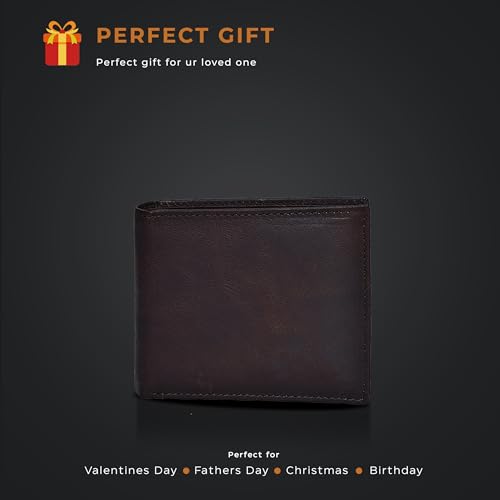 Image of Oak Leathers Leather Wallet for Men - RFID Bifold Wallets with 9 Credit Cards 1 ID Window Slim Minimalist Front Pocket Gift For Men