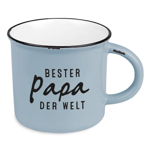 Kaffeetasse vintage| Keramik Becher zum verschenken | 400 ml | Bester Papa der Welt, Weiß