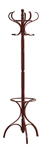 Coaster Home Furnishings 3057 Bentwood Hat and Coat Rack, Walnut Wood Finish, 17.75"D x 17.75"W x 69"H