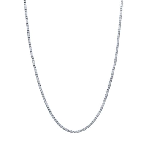 DIFINES 14k Real Solid White Gold Solid 1.1mm Box Link Chain Necklace with Lobster Claw Clasp Ideal GIfts for Women or Men - 22