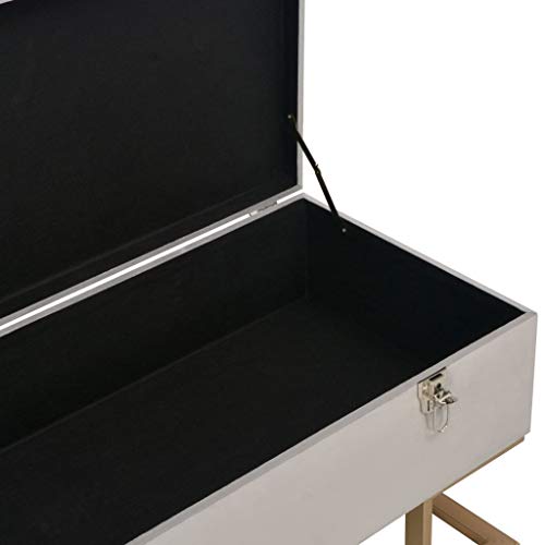 Banc avec compartiment de rangement gris en velours de 105 cm pour couloir et salon - 6