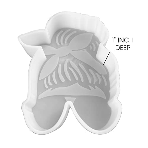 Lady with Bun Silicone Mold | Size 4" Wide x 6" Long x 1" Deep | Mom Life | Messy Bun and Sunglasses Design for Freshie, Soap, Resin, Candle4